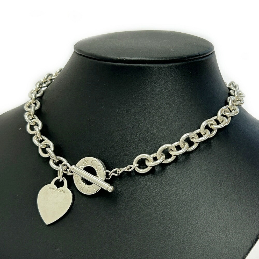 TIFFANY Co Silver Heart Toggle Ring Necklace